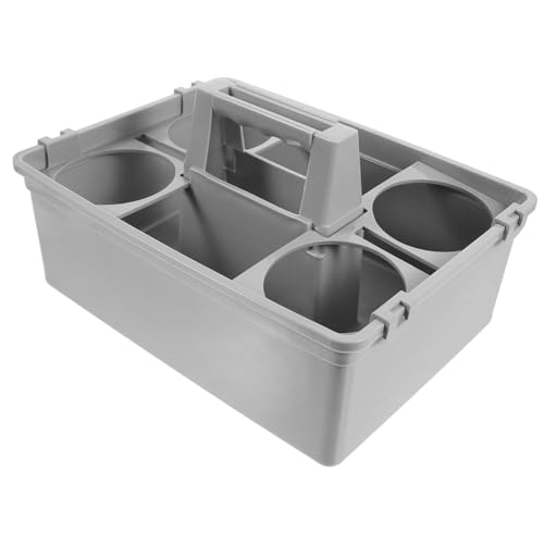 KOMBIUDA Cleaning Supplies Organizer Basket Handle Lightweight Storage for Home Office and Hotel Use Multipurpose Compartmentalized Plastic Basket for Easy Access to Cleaning Sundries
