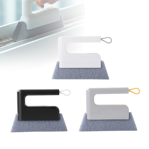 Window Track Cleaner Tool 3 Pack, Groove Track Cleaning Tools Kit with Brush and Scraper, Window Sill Cleaner Tool for Sliding Door Tracks, Gaps, Tile Lines, Car Vents Cleaning (3 Color) - color: 3 Color