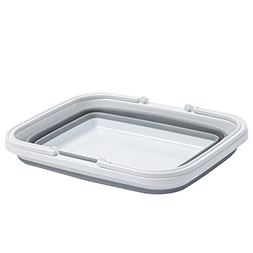 2 Pack Collapsible Sink with Handle Towel, 2.37 Gal / 9L Foldable Wash Basin for Washing Dishes, Camping, Hiking and Home Gray