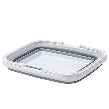 Collapsible Sink with Handle Towel, 2.37 Gal / 9L Foldable Wash Basin for Washing Dishes, Camping, Hiking and Home - color: 2pcs-gray&yellow