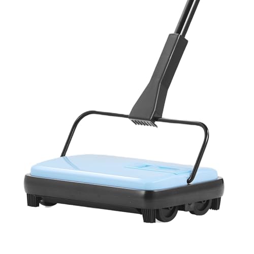 Carpet Sweeper Manual - Floor Sweeper for Home Office, 6.7" Cleaning Width, 300ml Dustbin, Pet Hair Removal, Cordless, Blue