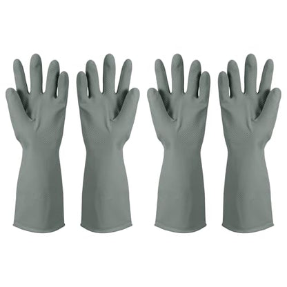 uxcell Rubber Cleaning Gloves, Reusable Household Dishwashing Long Rubber Gloves - color: Grey, size: Medium