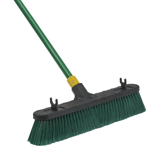 Quickie Bulldozer 18-Inch Multi-Surface Push Broom, Green, Heavy-Duty with Swivel Hang-Up Feature, Perfect for Indoor and Outdoor Cleaning, Sweeping Sidewalks & Warehouses - size: 18 Inch, style: Multi Surface