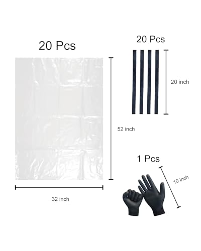 6 Mil Clear Contractor Bags - 20 Pack Heavy Duty Contractor Trash Bags for 50/55/60 Gallon Large Clear Garbage Bags (Extra Thick, Tear Resistant) (32" X 52") - color: Clear-6 Mil