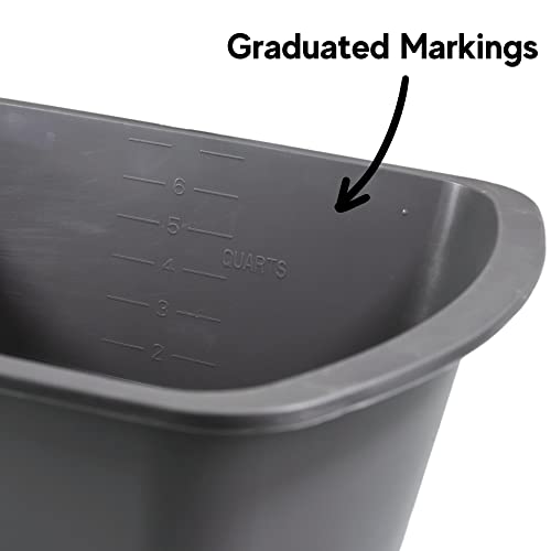 Vakly Wash Basins – Rectangular Plastic Hospital Bedside Soaking Tub (Pack of 5) Small 7 Qt Graduated Bucket - Portable Washbasin for Washing, Cleaning, Foot Bath, Dishes, Face Cleansing Bowl (5)