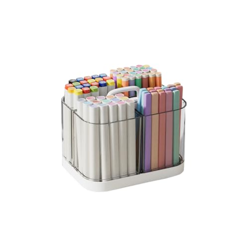 Small Plastic Portable Caddy with Handle, Stackable Pen Holder 4 Compartments, Clear Pencil Organizer for Art Supplies, Crafts, Colored Pencils, Stationery, Markers - size: 1