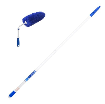 Unger Connect and Clean Microfiber Duster with Pivoting Handle & 4' Steel Telescopic Pole, High-Access Dusting and Cleaning, Dusting Tools, Cleaner Tool for Windows, TVs, Moldings, Cabinets