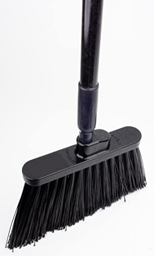 SPARTA 41082EC03 Plastic Color Coded Broom, Flagged Bristles, Long Broom With Angled Head For Large Debris, 56 Inches, Black, (Pack of 12) - color: Black