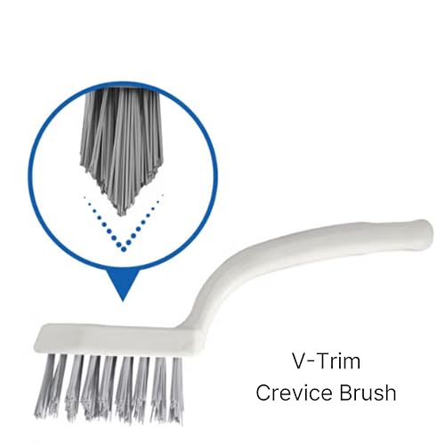 [3-Pack] Heavy Duty Scrub Brush Set with Professional PBT Stiff Bristles, V-Shape Grout Cleaner & Wide Floor Scrubber for Deep Cleaning Bathroom, Shower, Tile and Kitchen Gaps, Non-Slip Grip