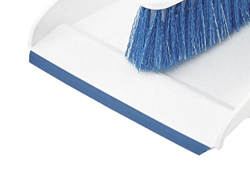 Dustpan and Brush Set, Hand Broom with Ergonomic Grip Handle - Rubber Edge for Easy Dirt Pickup, Durable Material - Blue Hand Brush by Superio - color: Blue