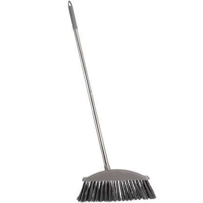 Ciieeo Heavy-Duty Broom, Stainless Steel Broom with Long Handle Floor Sweeping Brooms Wide Angle Outdoor Brooms for Shower Cleaning Patio Kitchen Grout Grey