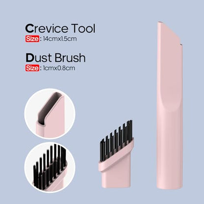 Auloea Portable Mini Car Vacuum Cleaner Pink, High Power Cordless(400g) Handheld Rechargeable Vacuum Cleaner for Desk V06
