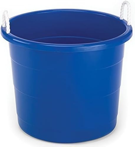 20 Gallon Storage Tub, Round Heavy Duty Plastic Container with Rope Handles, 21.5 x 21.5 x 16.5 inches, Navy Blue - color: Navy Blue