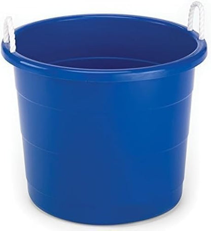 20 Gallon Storage Tub, Round Heavy Duty Plastic Container with Rope Handles, 21.5 x 21.5 x 16.5 inches, Navy Blue - color: Navy Blue