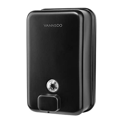 Wall Mounted Hand Soap Dispenser Bathroom, 1200ml 40oz Commercial Stainless Steel Black Liquid Soap Dispenser Wall Mount (Vertical Black) - color: Vertical Black