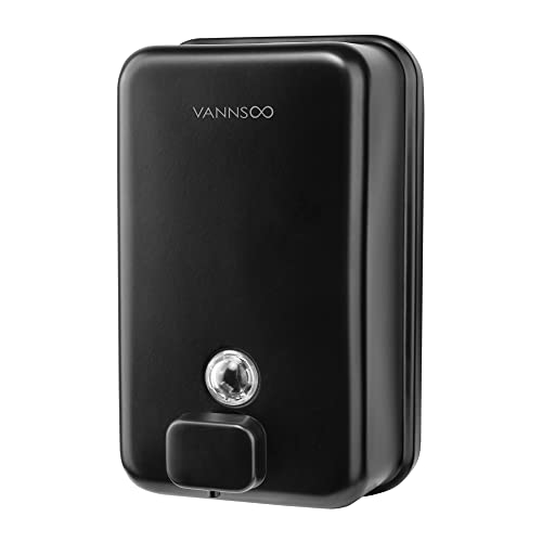 Wall Mounted Hand Soap Dispenser Bathroom, 1200ml 40oz Commercial Stainless Steel Black Liquid Soap Dispenser Wall Mount (Vertical Black) - color: Vertical Black