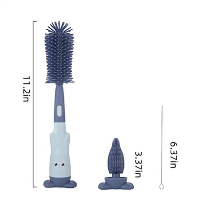 Chemimoso Cup Cleaning Brush, Silicone Baby Bottle Brush with Stand, Large Handle Water Bottle Brush Cleaner Set, with a Tiny Cup Lid Gap Cleaning Brush, Cup Lid Cleaner Brushes Kit, Pink - color: Pink 2