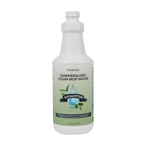 Steam & Go Demineralized Water for Steam Mop – Eucalyptus Mint Scent, 32 oz | Scented Floor Cleaner Solution, Ready-to-Use, Compatible with Any Steam Cleaner - size: 32 oz