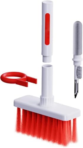 Cleaning Soft Brush Keyboard Cleaner 5-in-1 Multi-Function Computer Cleaning Tools Kit Corner Gap Duster Keycap Puller for Bluetooth Earphones Lego Laptop Airpods Pro Camera Lens (Red) - color: Red