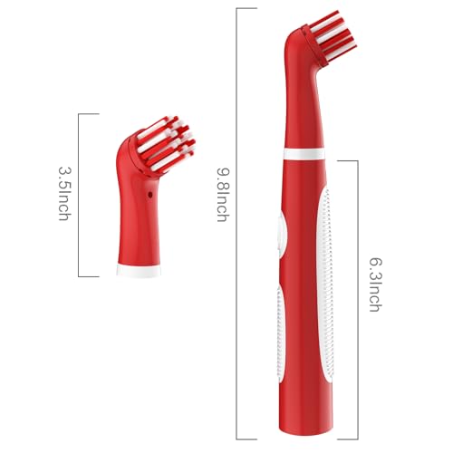 SOARING Rechargeable Electric Cleaning Brush with 4 in 1 Multiple Brush Heads,Indoor Household Cordless Motorized Brush for Bathroom Toilet Kitchen Tile Crevice (White & Red)