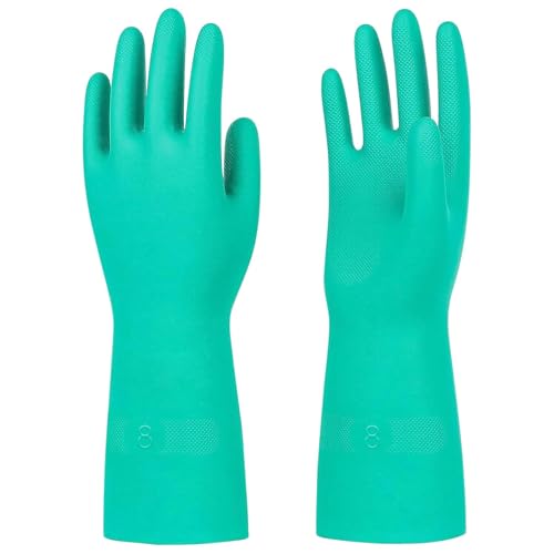 Reusable Waterproof Household Dishwashing Cleaning Rubber Gloves - color: Green-small-1 Pair