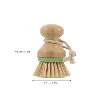Dish Scrub Brush - Palm Brush with Ergonomic Wood Grip & Non-Scratch Medium Stiff Bristles for Cleaning Dishes, Pots, Pans, Kitchen Sink, Daily Dishwashing