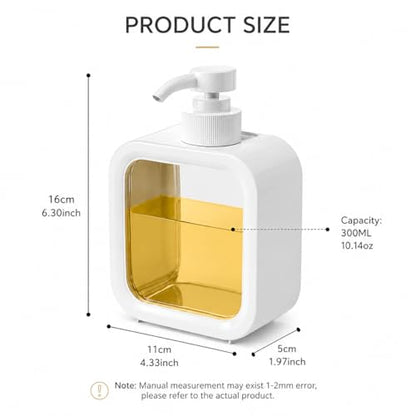 Manual Pump Dispenser Bottle 300ml, Decorative Refillable Soap Lotion Dispenser for Kitchen Bathroom Sink, Travel Portable Leak Proof Container for Dish Soap Shampoo