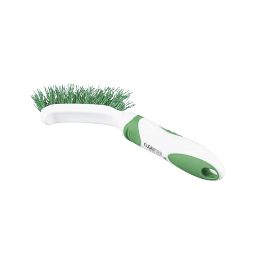 Restaurantware Grout Brush 1 Pack of 9 Tile Scrubbing Brush Stiff Bristle Ergonomic Handle Angled Head Narrow Design Green and White Plastic Cleaning Tool