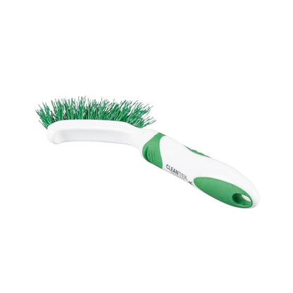 Restaurantware Grout Brush 1 Pack of 9 Tile Scrubbing Brush Stiff Bristle Ergonomic Handle Angled Head Narrow Design Green and White Plastic Cleaning Tool