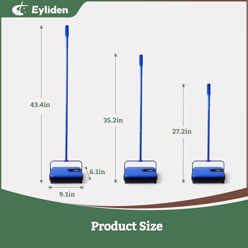 Eyliden Carpet Sweeper, Mini Size Lightweight Hand Push - No Noise, Non-Electric, Easy Manual Sweeping Only for Carpet Cleaning (Blue) - color: Blue