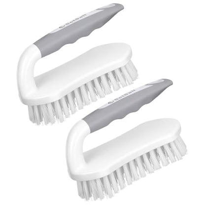 SetSail Scrub Brush, Heavy-Duty Scrub Brushes for Cleaning with Stiff Bristles Cleaning Brush for Shower, Bathroom, Carpet, Kitchen and Bathtub Scrubber - 2 Pack - color: Grey White