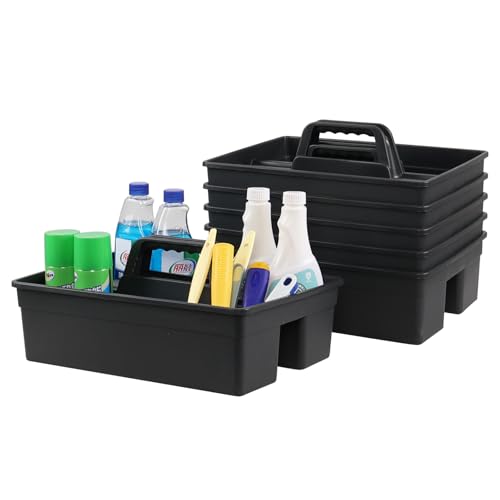 6 Pack Cleaning Organizer Caddy with Handle, Plastic Carry Caddy for Cleaning Products