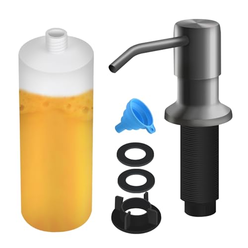 Soap Dispenser for Kitchen Sink, Built in Sink Soap Dispenser Lotion Dispenser with 17 OZ Bottle, Refill from The Top Bar Sink Soap Dispenser, Gray - color: Gray 01, size: Comes with 17 OZ Bottle