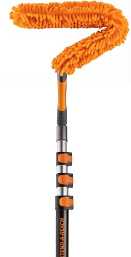 Ceiling Fan Blade Duster Cleaner with 4-14 ft Extension Pole (20ft Reach) // Flexible Fan Cleaner for Ceiling Fans // Microfiber Ceiling Fan Brush Cleaner with Pole // Best Ceiling Fan Cleaning Tool