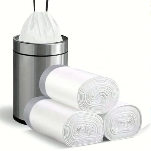 Extra Thick Drawstring Trash Bags - 45 Count (3 Rolls), Large Portable Kitchen Waste Bags for Home Use, Durable Garbage Bags with Easy Tie Closure, Gray