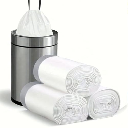 Extra Thick Drawstring Trash Bags - 45 Count (3 Rolls), Large Portable Kitchen Waste Bags for Home Use, Durable Garbage Bags with Easy Tie Closure, Gray