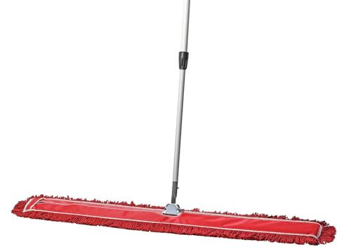 48 Inch Red Commercial Dust Mop & Floor Sweeper with Extendable Handle – Mop for Hardwood, Tile, and Concrete Floor Cleaning - color: Red, size: 48 X 5 Inch