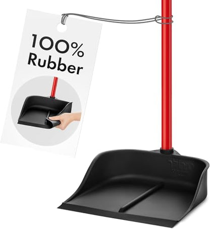 Dustpan with Handle by Ravmag- Solid Natural Rubber Construction- 2 Piece 29 Inch Handle Dust Pan- Stand Up Design- Accommodates Any Broom/Hand Brush- Best Dustpans for Home/Lobby/Shop - size: 2 Piece 29 Inch Handle