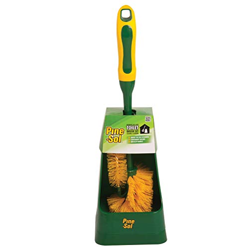 Pine-Sol Toilet Bowl Cleaner Brush with Holder | Heavy Duty Cleaning Wand with Under The Rim Scrubber, Non-Slip Handle, Storage Caddy | Bathroom Supplies, Yellow, Green (Pack of 6) - size: (Pack of 6)