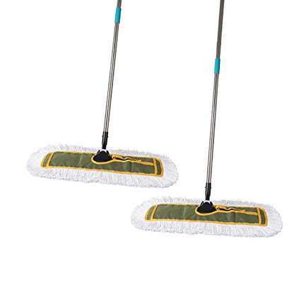 OFO 24inch Industrial Commercial Dust Mop 2 Sets // Heavy Duty Dust Mop // 63inch Length Stainless Steel Handle //Easily Clean Large Area Factory,Shopping Mall,Garage - style: 24 Inch