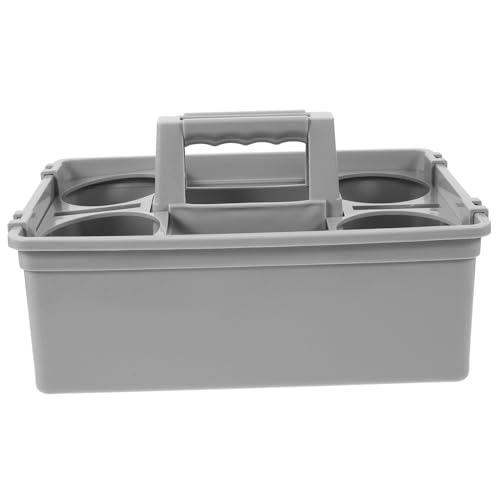 Healifty Cleaning Supplies Organizer Basket with Ergonomic Handle Portable Plastic Storage Container for Easy Access and Organization of Cleaning Tools and Sundries Multiple Compartments for Home Use