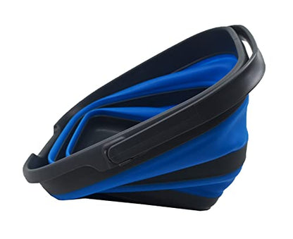 SAMMART 10L (2.6 Gallon) Collapsible Rectangular Handy Basket/Bucket (Grey/Blue, 1) - color: Grey/Blue