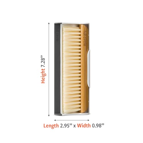 Full Circle Counter Clearer Sweep & Squeegee Tool, Countertop Sweep and Squeegee, Mini Portable Brush, Compact Storage, Sustainable Bamboo Handle