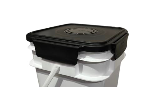 House Naturals 4 Gallon Square Food Grade Plastic Bucket with Lid, Made in USA (Pack of 2) BPA Free (Grey) - color: Gray