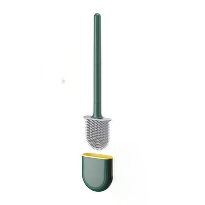 RV Silicone Toilet Brush with Holder, Drill-Free Wall Mounted Toilet Bowl Cleaner, Anti-Drip Anti-Roll Compact Brush for RV Camper & Small Bathroom - color: Green