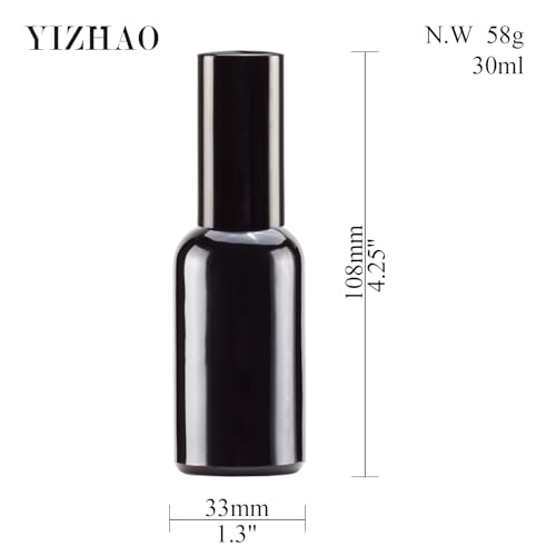 YIZHAO Black Glass Spray Bottles 1oz, with Small Fine Mist Spray, Metal Cap, Refillable for Essential Oil,Travel,Cleaning,Perfume,Aromatherapy,Makeup – 12 Pcs - color: Black, size: 30ml-12