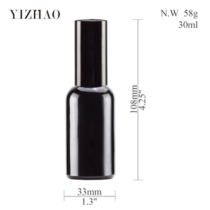 YIZHAO Black Glass Spray Bottles 1oz, with Small Fine Mist Spray, Metal Cap, Refillable for Essential Oil,Travel,Cleaning,Perfume,Aromatherapy,Makeup – 12 Pcs - color: Black, size: 30ml-12