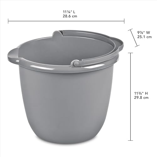 10 Quart Classic Titanium Spout Pail, Reinforced Rim Utility Bucket with Pour Spout, Comfort Grip Handle Nestable Storage for Home Cleaning Car Washing