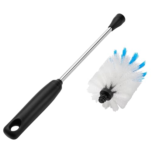 MOSOLAN Stainless Steel Bottle Brush with Replaceable Head, 2 Pack Long Handle Scrubbing Brush for Water Bottles, Glasswares, Mugs, Flasks, Tumblers, Vases, and Kitchen Sink, White, 13 in - 15 in - color: White, size: 13-15 Inch (Pack of 2)