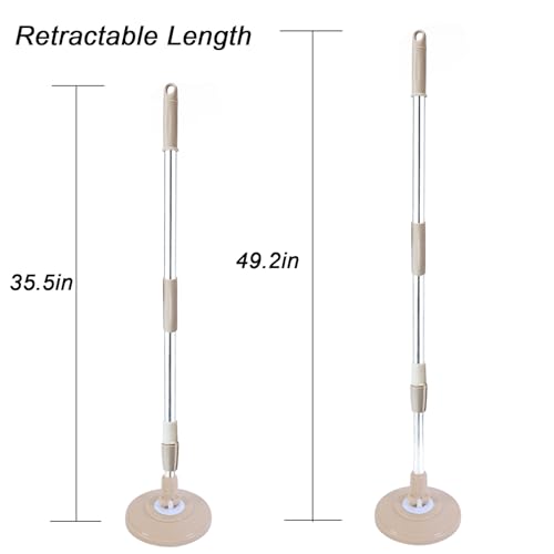 Spin Mop Pole Handle Replacement, Home Floor 360 Degrees Rotating Telescopic Replacement Handle Cleaning Tool Accessories Enhanced Thickened Version for Cleaning Home Bedroom Office (Khaki) - color: Khaki